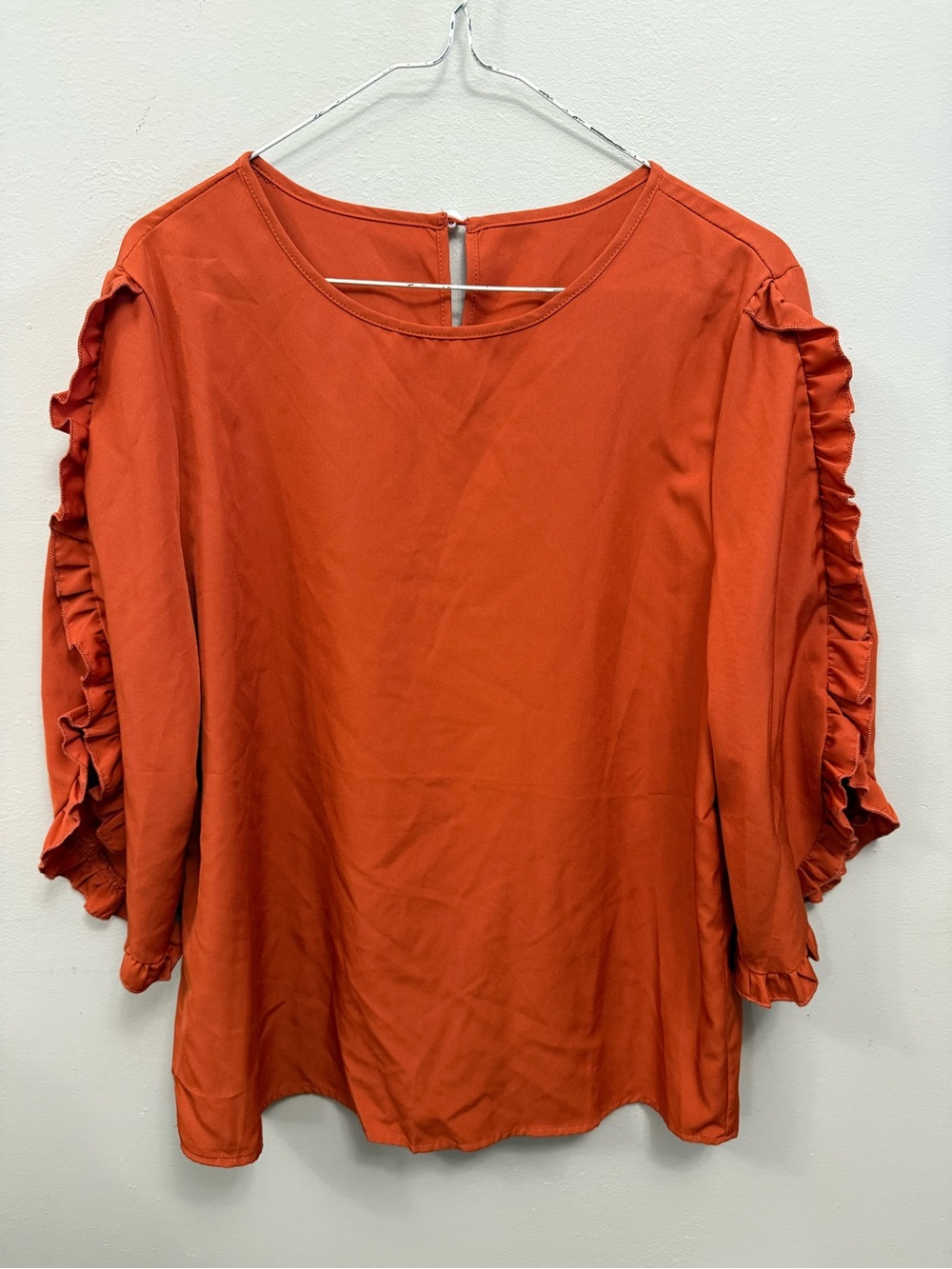 🔥2 for $10🔥Women's Ruffle Sleeve Blouse - Burnt Orange Medium